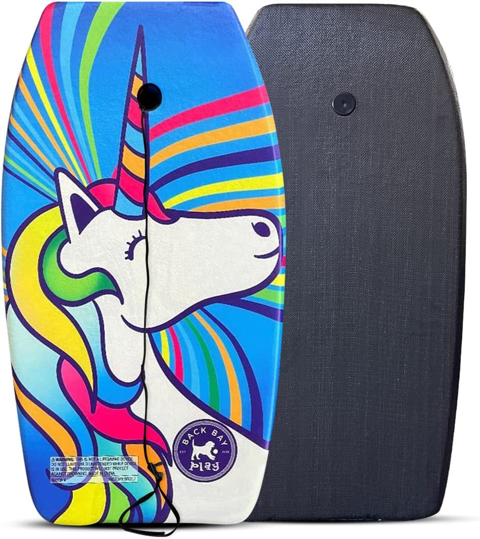 Back Bay Play 33" Lightweight EPS Core Boogie Boards for Beach - Bodyboard with Wrist Leash Surfing for Kids & Adults (Cotton Candy)