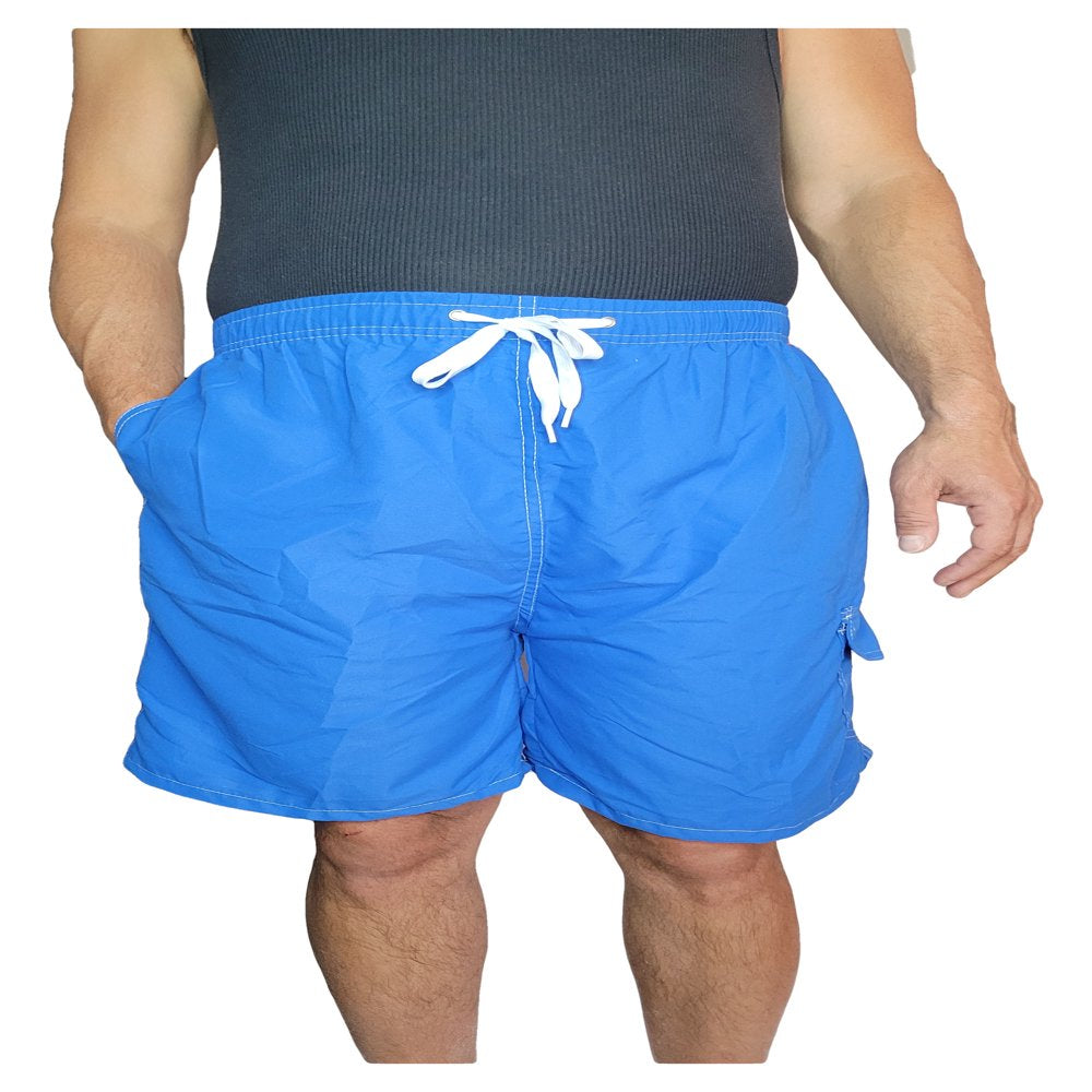 Men'S 3 Pockets Cargo Swim Shorts Swimming Trunks Swimwear Suit, Beach Surf Boad Summer Wear, All Solid Colors