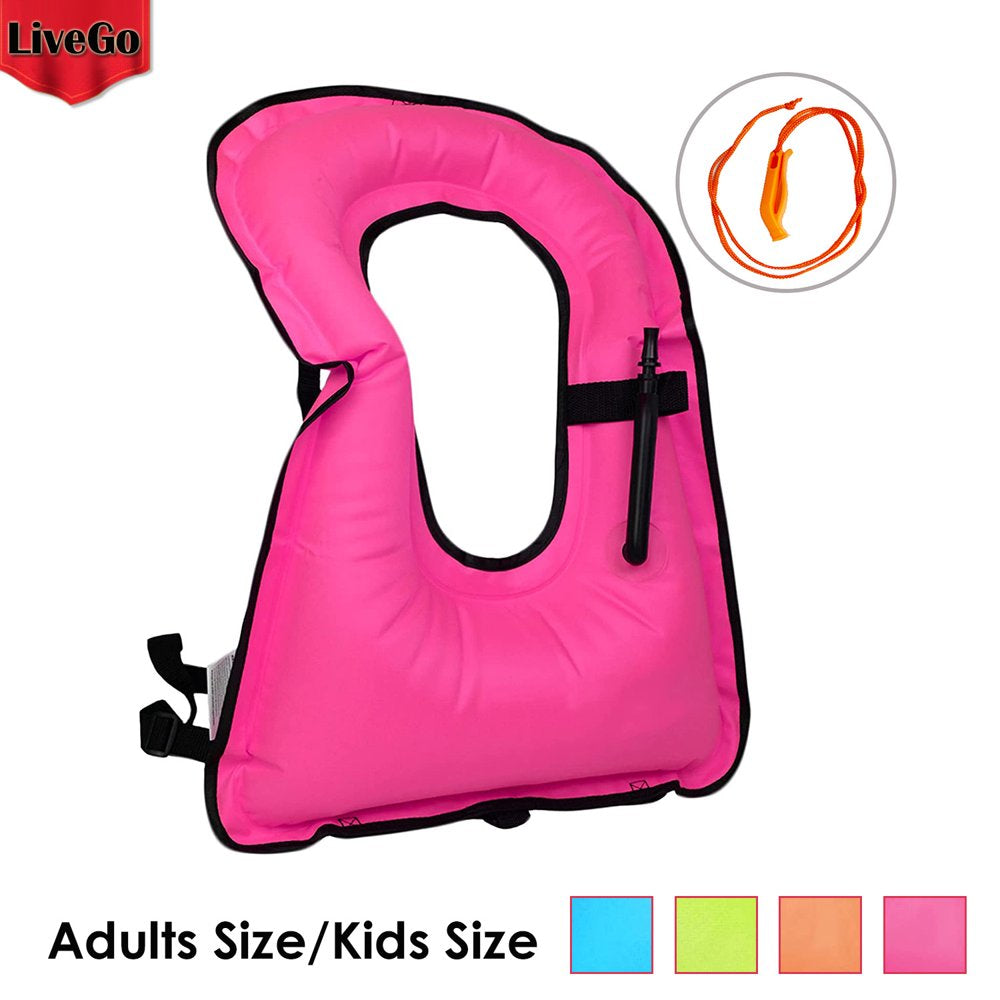 Livego Inflatable Snorkel Vest for Youth Kids Adults, Adjustable Light Snorkeling Jackets Safety Vests for Diving, Snorkeling, Swimming, Surfing, Kayaking