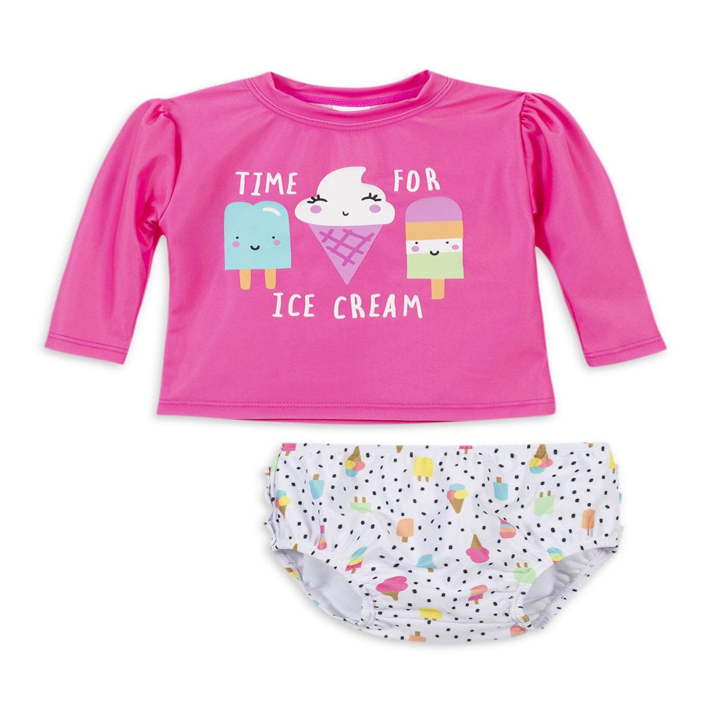 Gerber Baby & Toddler Girl Rashguard & Swim Bottoms Set with UPF 50+, 2-Piece, (0/3M - 5T)