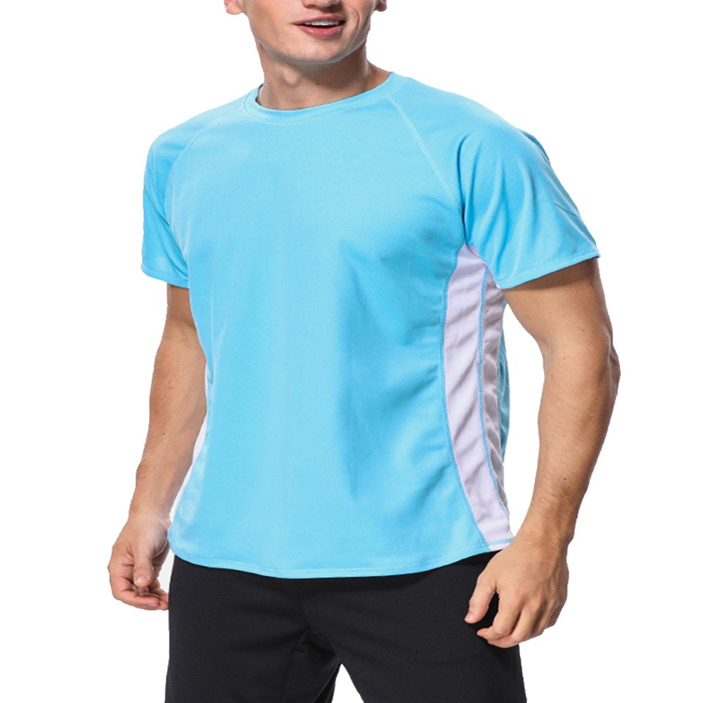 Men'S Rash Guard Color Block Surfing Top Swim Shirt Swimsuit UPF50+