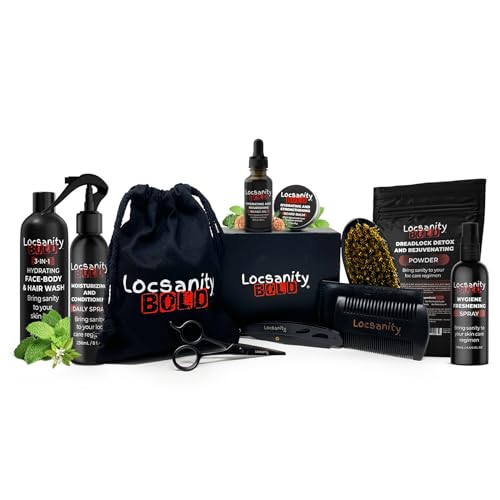 Locsanity BOLD Men's Grooming Bundle, Loc Spray, 3-1 Shampoo, Hygiene Spray, Beard Maintenance Kit