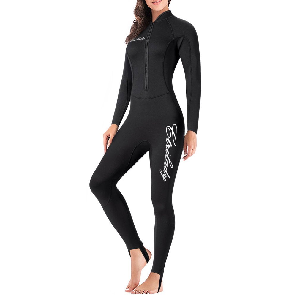 Nebility Wetsuit for Women Full Wetsuit 2Mm Neoprene Long Sleeve Wetsuit with Front Zipper UV Protection Full Body Swimsuit Swim Diving Surf Kayak Snorkeling(Blue X-Large)