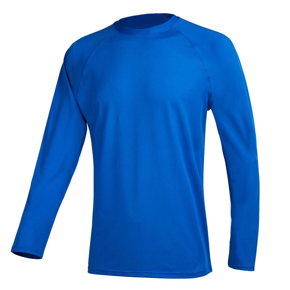 Yukaichen Men'S Long Sleeve Swim Shirts Rashguard UPF 50+ UV Sun Protection Shirt Athletic Workout Running Hiking T-Shirt Swimwear Blue L
