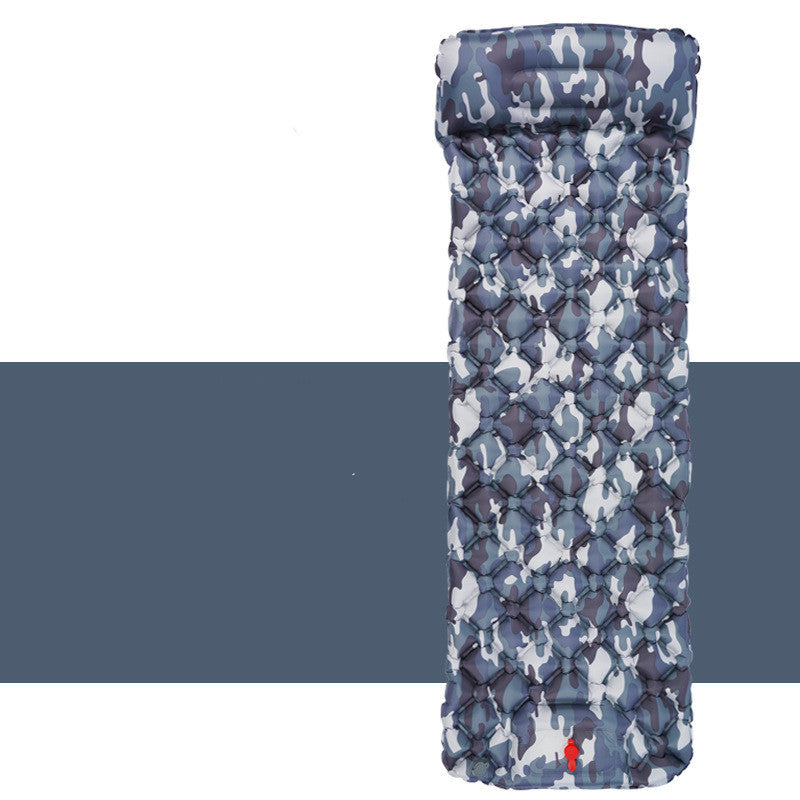 Outdoor Sleeping Pad Camping Inflatable Mattress With Pillows Travel Mat Folding Bed Ultralight Air Cushion Hiking Trekking - Blue Force Sports