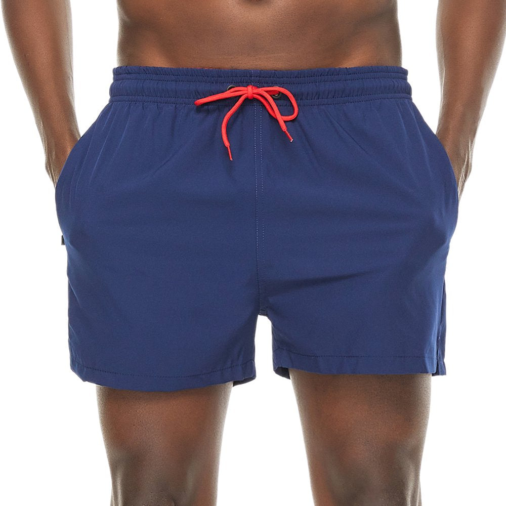 QPNGRP Mens 5 Inch Swim Trunks Stretch Quick Dry Swim Shorts with Zipper Pockets Deepblue 38