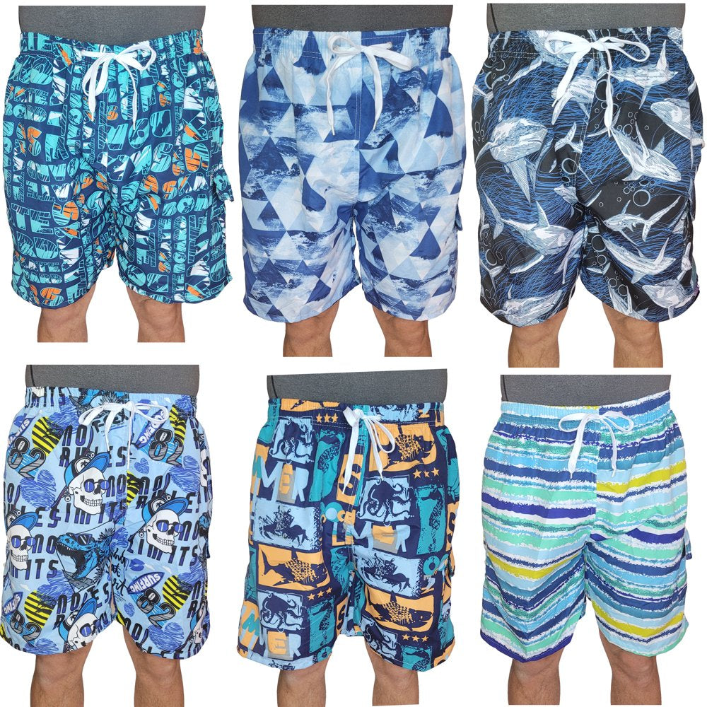 Men'S 3 Pockets Cargo Swim Shorts Swimming Trunks Swimwear Suit, Beach Surf Boad Summer Wear, All Solid Colors