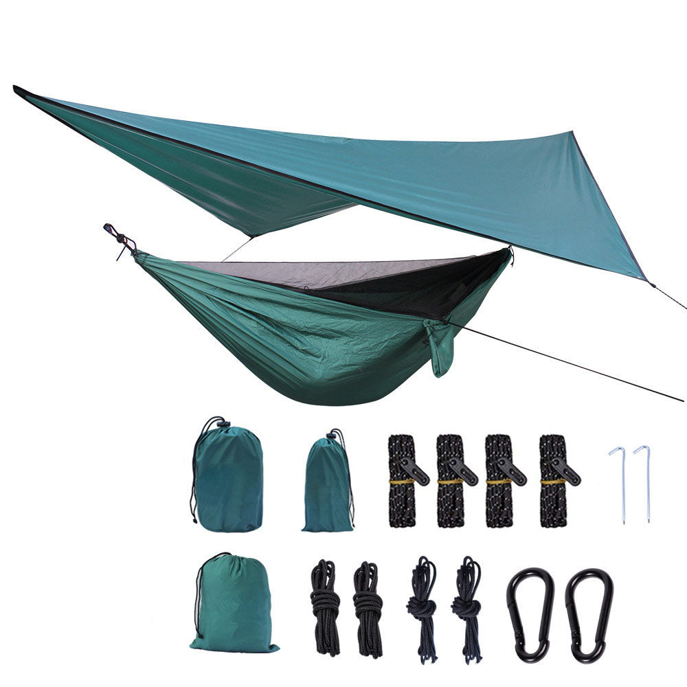 Portable Camping Hammock With Mosquito Net And Awning - Blue Force Sports