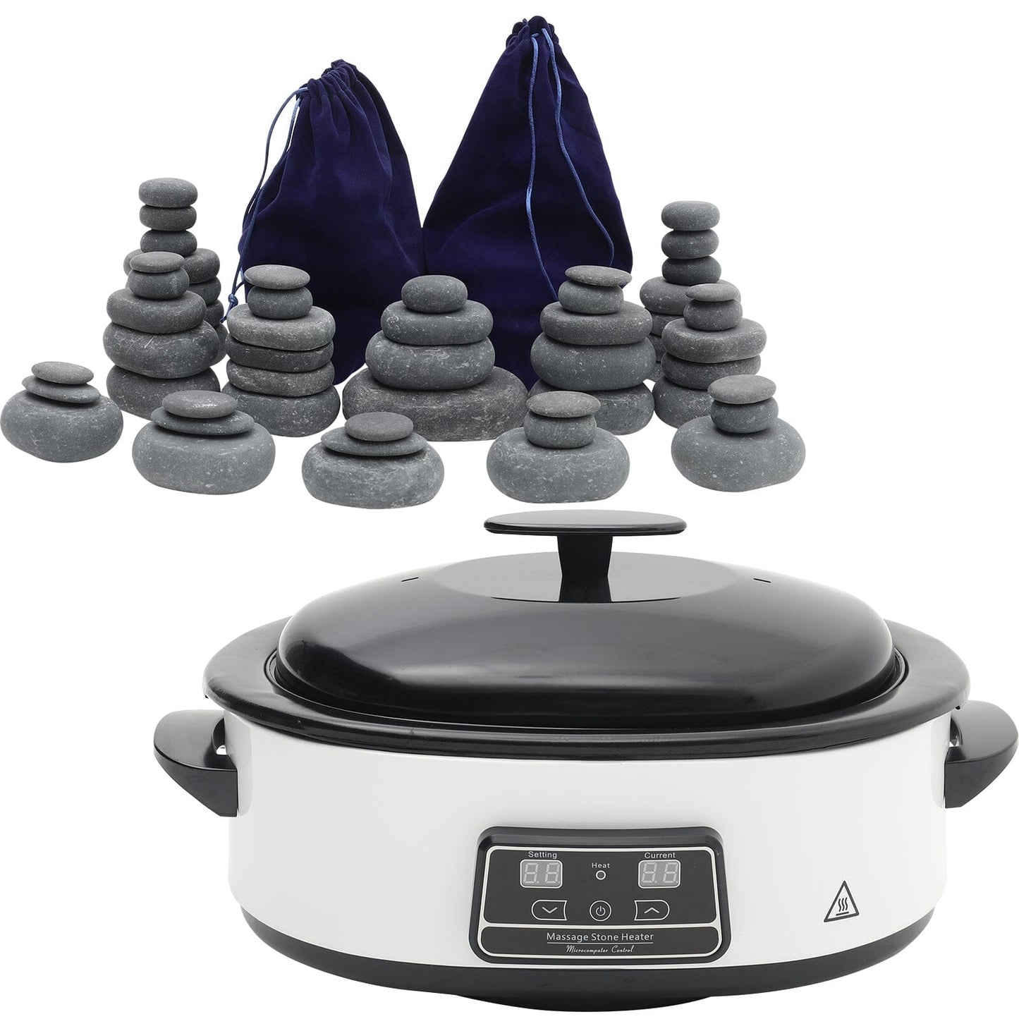 Basalt Massage Stone and Stainless Steel Heater Set for Spa Massage Stones Living and Home Massage Stone Heater+54Pcs Stone Set