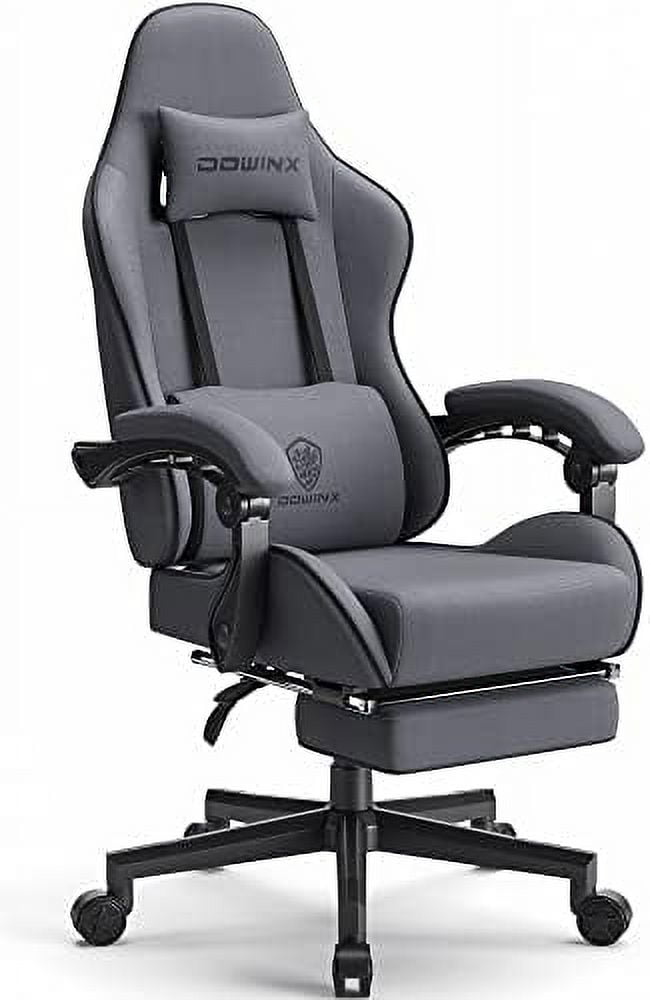 Gaming Chair Fabric with Pocket Spring Cushion Massage Game Chair Cloth with Headrest Ergonomic Computer Chair with Footrest 290LBS Black