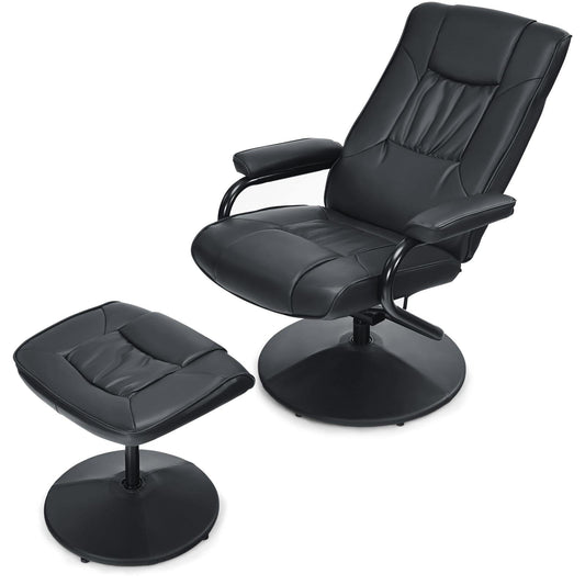 Giantex 360징찾TV Chair w/Stool, Armchair w/Adjustable Backrest, Recliner Massage Chair for Home & Office, Black