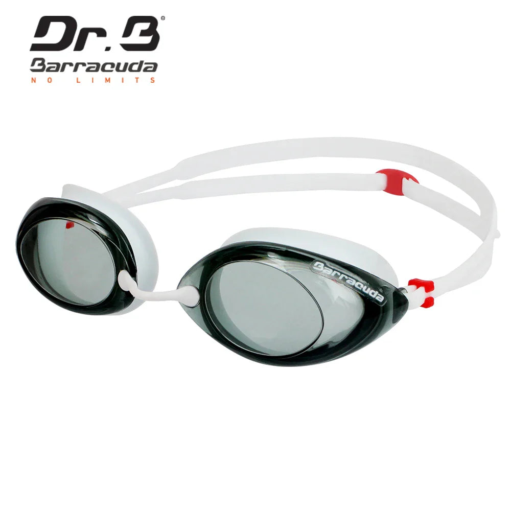Premium Dr. Barracuda Myopia Professional Grade Racer Swimming Goggles Anti-Fog UV Protection For Adults & Men Women White 32295 Eyewear