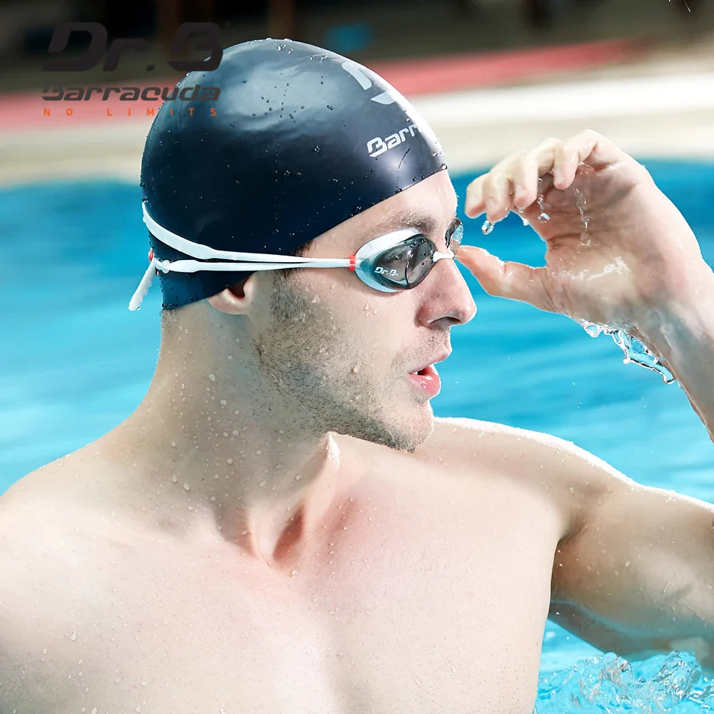 Premium Dr. Barracuda Myopia Professional Grade Racer Swimming Goggles Anti-Fog UV Protection For Adults & Men Women White 32295 Eyewear