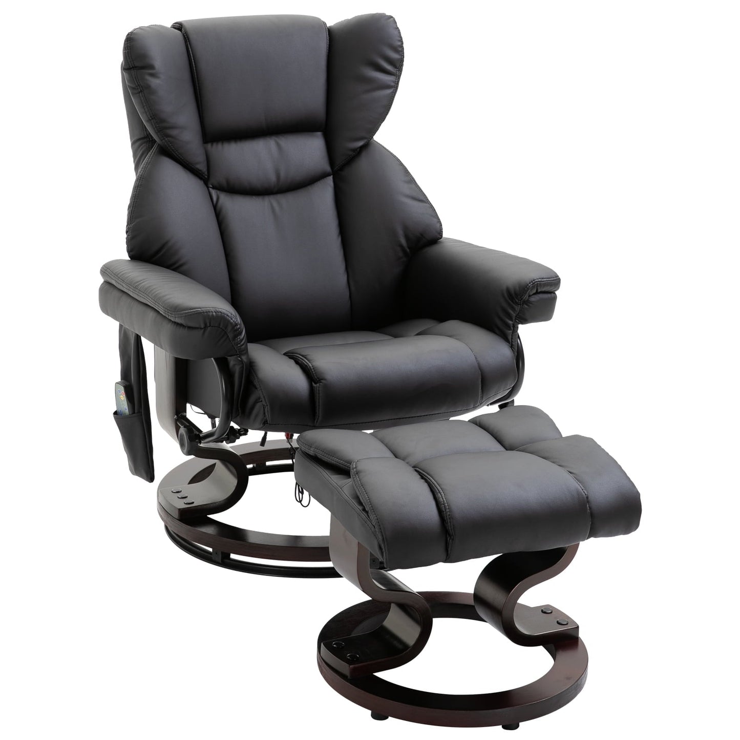 Homcom Massage Recliner Chair with Footrest, 10 Vibration Levels, Faux Leather, Black