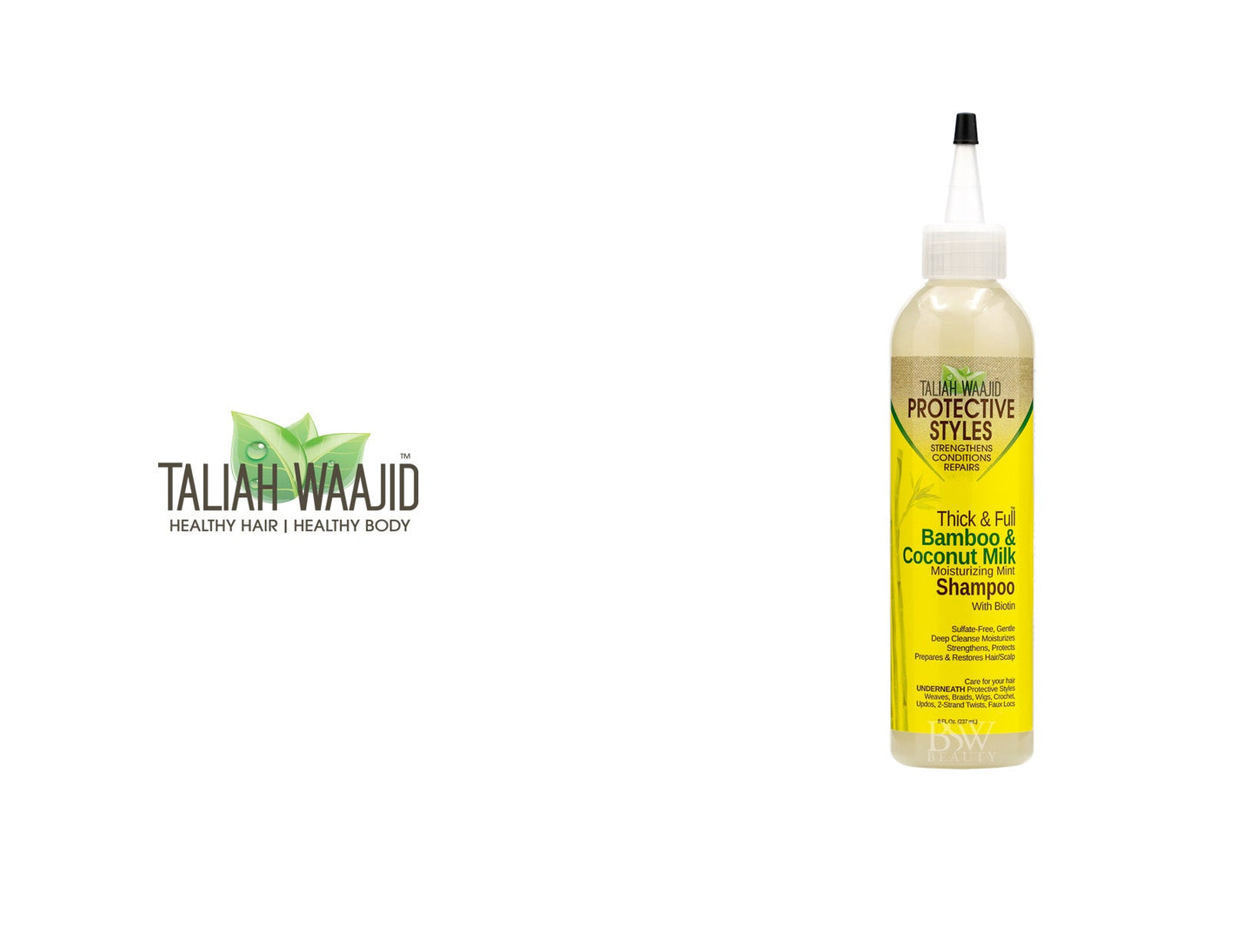 TALIAH WAAJID PROTECTIVE STYLES BAMBOO & COCONUT MILK MOISTURIZING MINT SHAMPOO WITH BIOTIN 8oz
