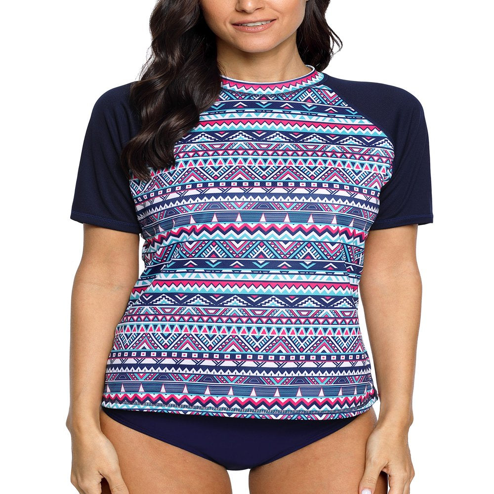 Women'S Boho Rash Guard Swimwear UPF 50+ Surfing Top Swim Shirt