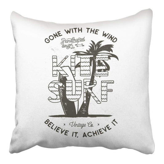 USART Vintage Windsurfing Kitesurfing Tee Graphic Summer Travel with Retro Surfboard Pillowcase Cushion Cover 16X16 Inch