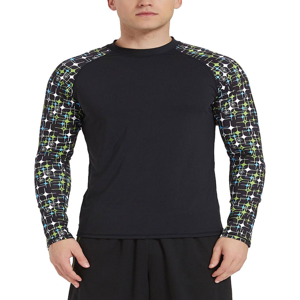 HIMONE Long Sleeve Swim T-Shirt for Men Rash Guard Athletic Tee Skins UPF 50+