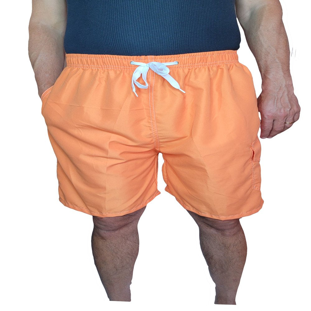 Men'S 3 Pockets Cargo Swim Shorts Swimming Trunks Swimwear Suit, Beach Surf Boad Summer Wear, All Solid Colors