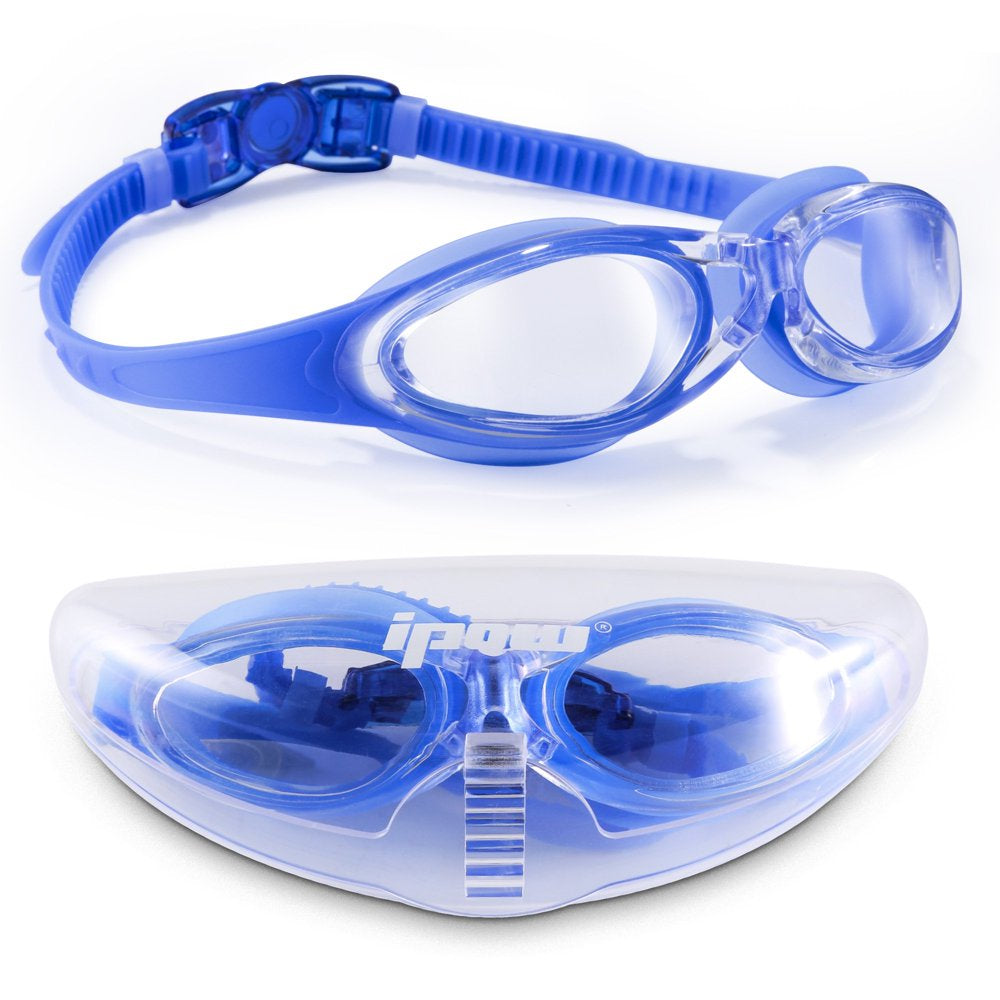 IPOW Adjustable Anti-Fog UV Protection No Leaking Eye Protect Swimming Goggle Mirror Coated Lens Swim Goggles Glasses with Storage