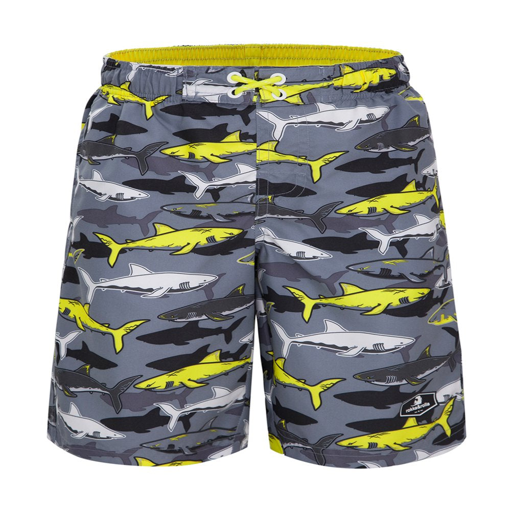 Rokka&Rolla Boys' Stretch Swim Trunks with Mesh Lining, UPF 50+ Sizes 4-18