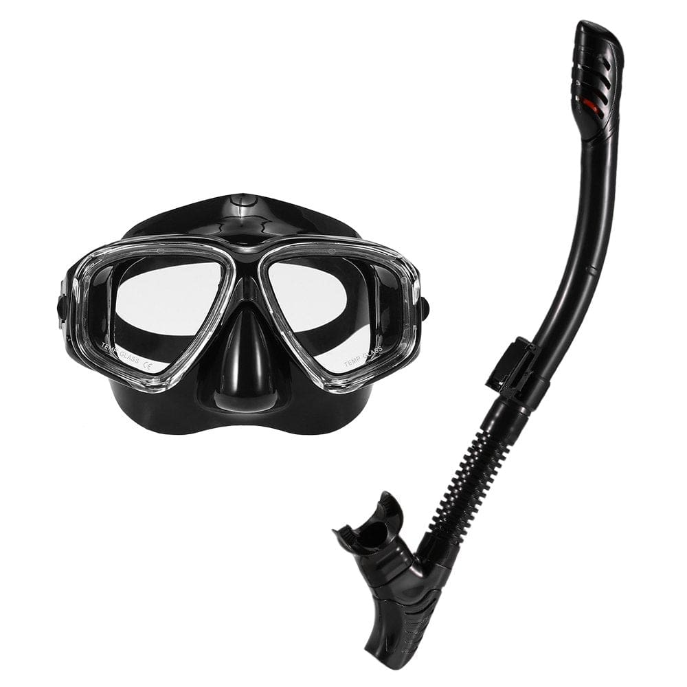 Adults Snorkeling Mask Freediving Mask Anti-Fog Diving Snorkeling Swimming Mask Tempered Glass Lens Goggles