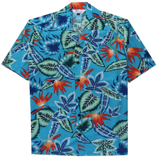 Aloha Hawaiian Shirts for Men 57 Flower Dress for Tropical Party Turquoise 4XL