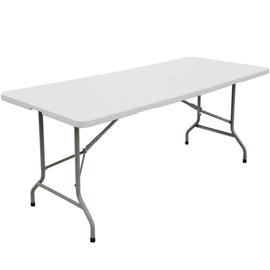 SKONYON 6Ft Portable Plastic Folding Table, White