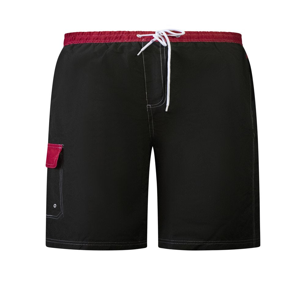 North 15 Big Boy'S Quick Dry Beach Swim Trunks Shorts with Cargo Pokcets-5104B-Blk/Red-14-16