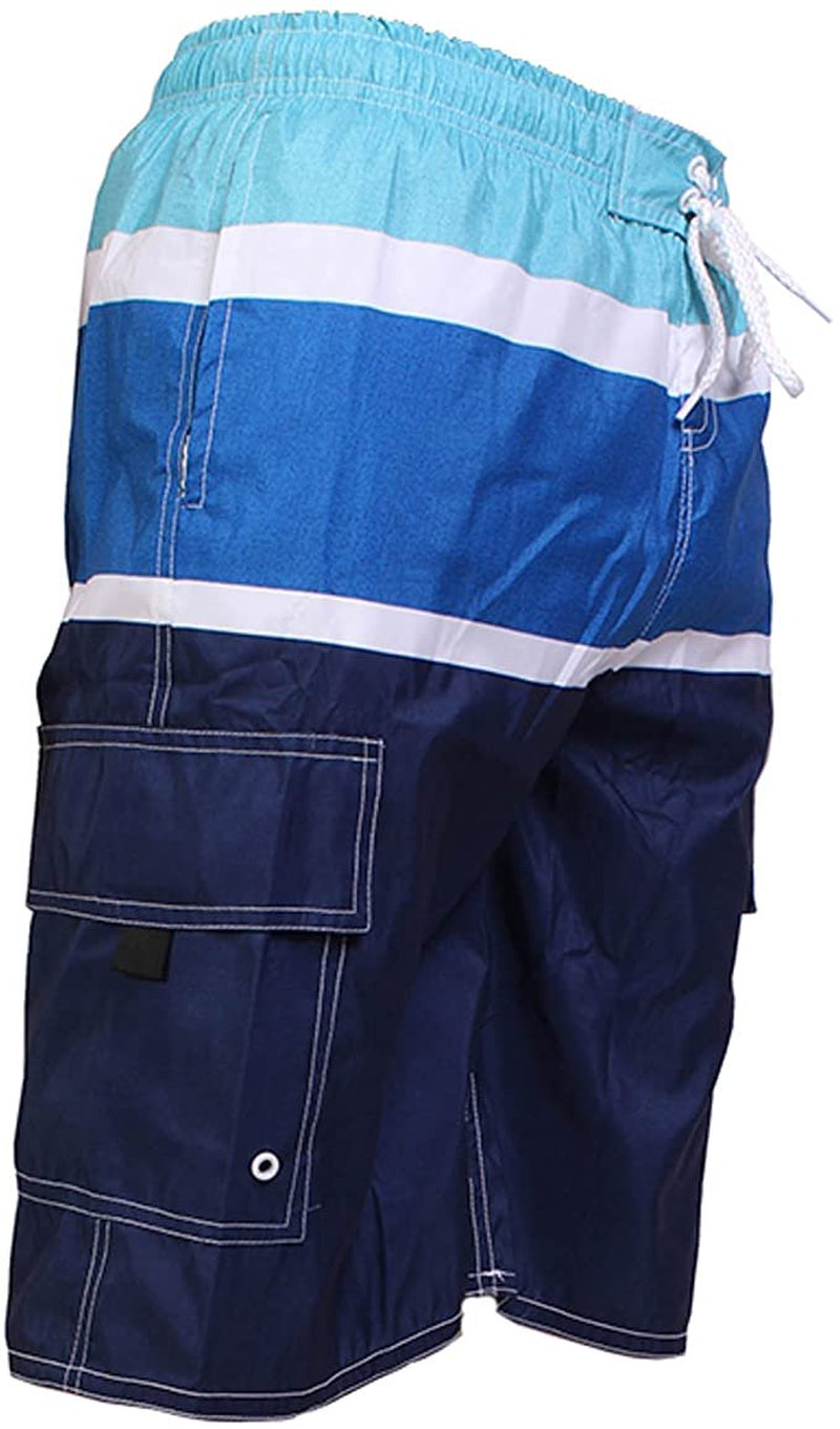 North 15 Big Boy'S Quick Dry Beach Swim Trunks Shorts with Cargo Pokcets-5104B-Blk/Red-14-16