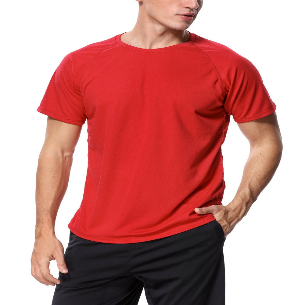 Attraco Men Short Sleeve Rash Guard Swimwear UPF 50+ Running Swimming Shirt Color Block