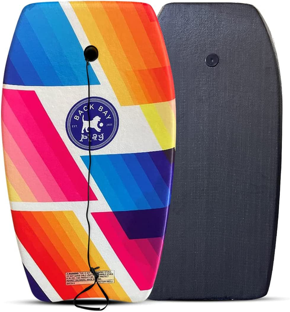 Back Bay Play 33" Lightweight EPS Core Boogie Boards for Beach - Bodyboard with Wrist Leash Surfing for Kids & Adults (Cotton Candy)