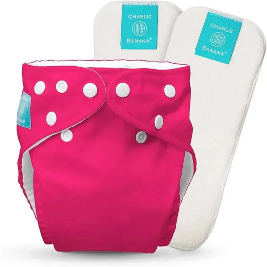 Charlie Banana - Hot Pink Baby Fleece Reusable and Washable Cloth Diaper System