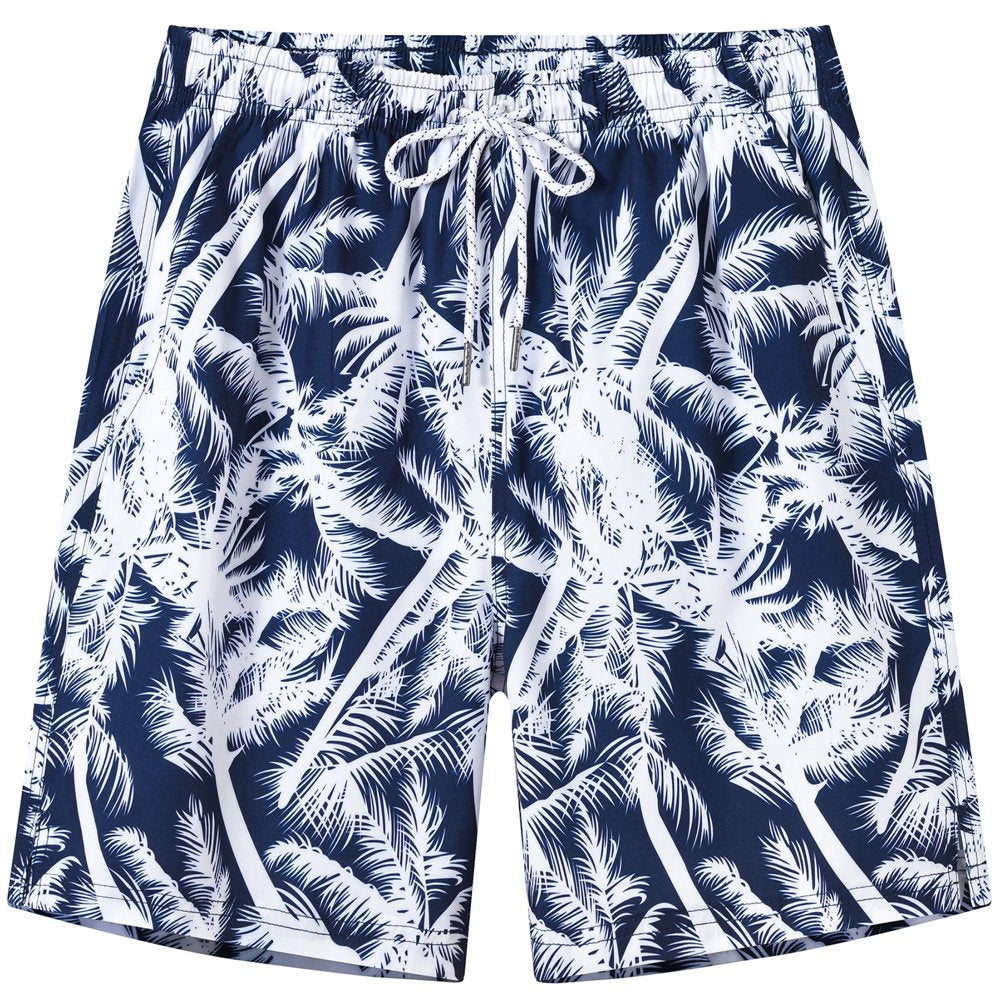 QPNGRP Mens Printed Swim Trunks Quick Dry Beach Shorts with Mesh Lining
