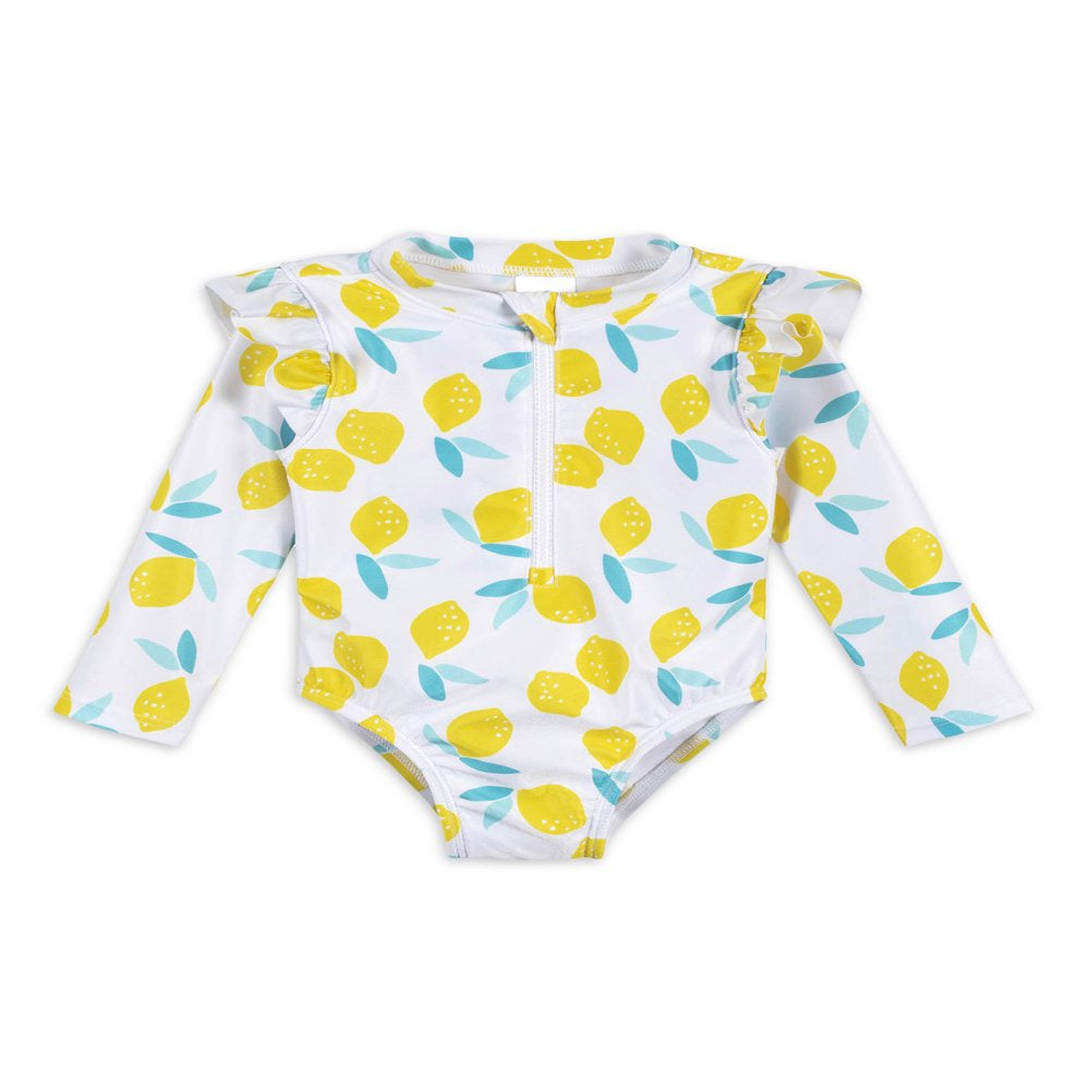Gerber Baby & Toddler Girl One Piece Long Sleeve Swimsuit Rash Guard with UPF 50+ (0/3M - 5T)