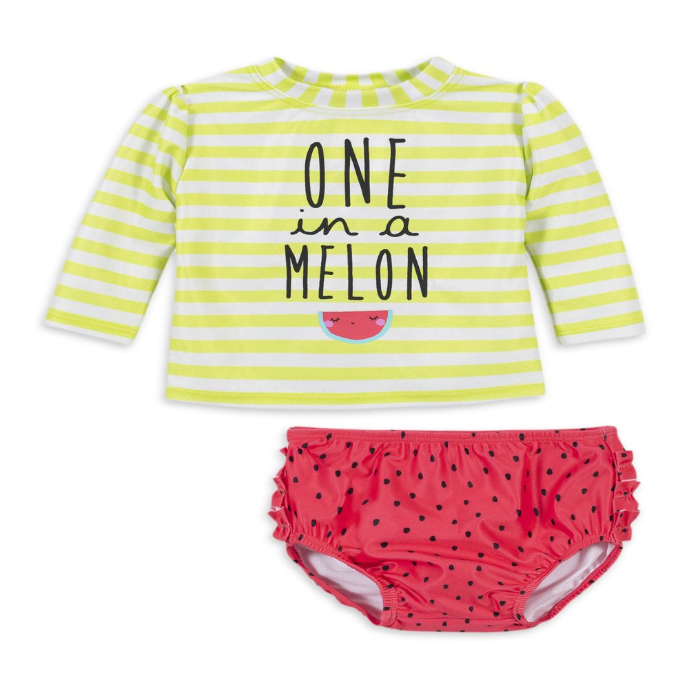 Gerber Baby & Toddler Girl Rashguard & Swim Bottoms Set with UPF 50+, 2-Piece, (0/3M - 5T)