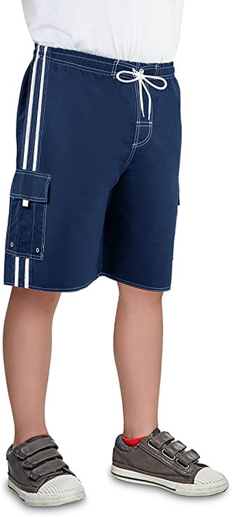 North 15 Big Boy'S Quick Dry Beach Swim Trunks Shorts with Cargo Pokcets-5104B-Blk/Red-14-16