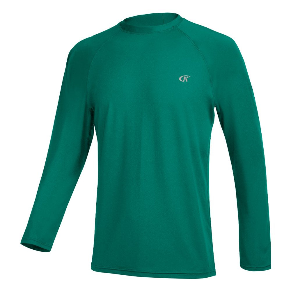 Yukaichen Men'S Long Sleeve Swim Shirts Rashguard UPF 50+ UV Sun Protection Shirt Athletic Workout Running Hiking T-Shirt Swimwear Blue L