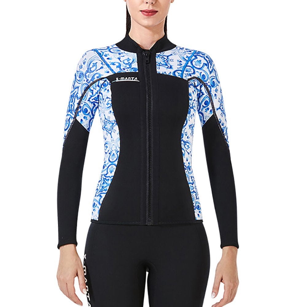 DIVE SAIL 1.5MM Wetsuit Tops Neoprene Keep Warm Wetsuits Jacket Scuba Diving Suits Canoe Surf Suit for Water Aerobics Snorkeling Blue L