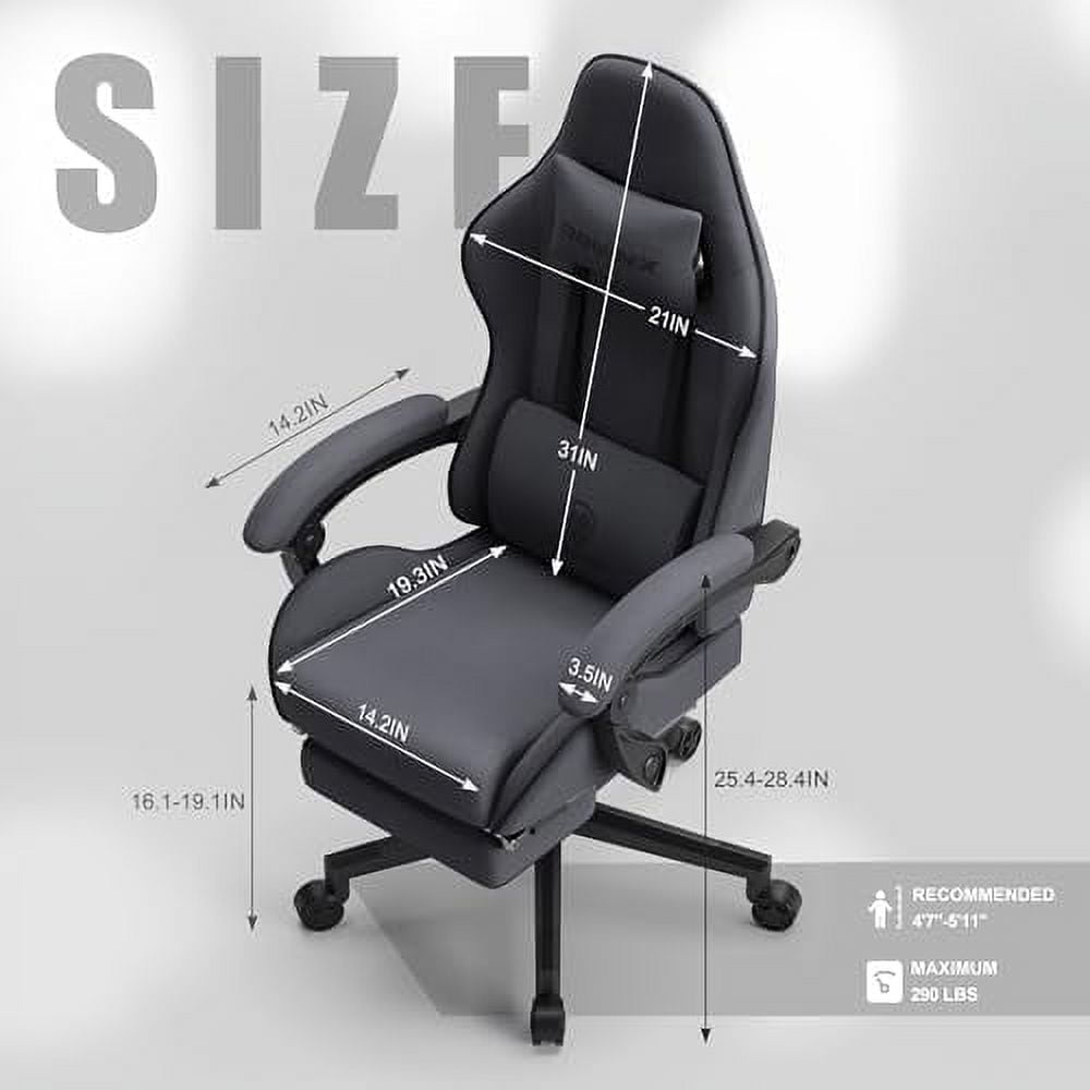 Gaming Chair Fabric with Pocket Spring Cushion Massage Game Chair Cloth with Headrest Ergonomic Computer Chair with Footrest 290LBS Black