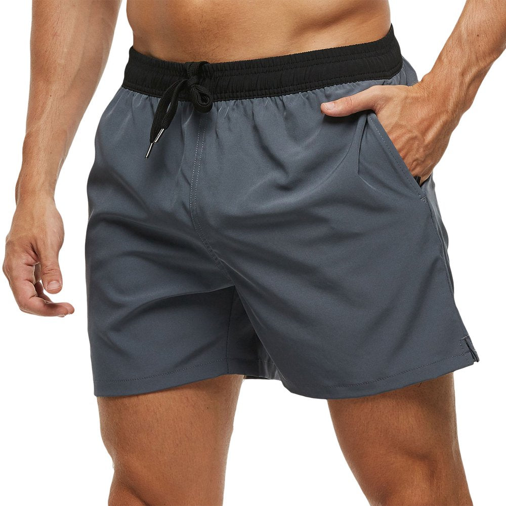Yukaichen Men'S Swim Trunks Quick Dry Beach Shorts with Zipper Pockets and Mesh Lining Armygreen 36