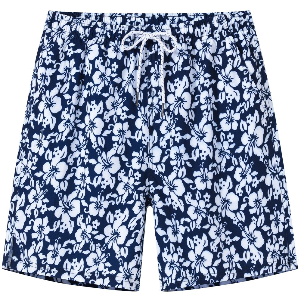 QPNGRP Mens Printed Swim Trunks Quick Dry Beach Shorts with Mesh Lining
