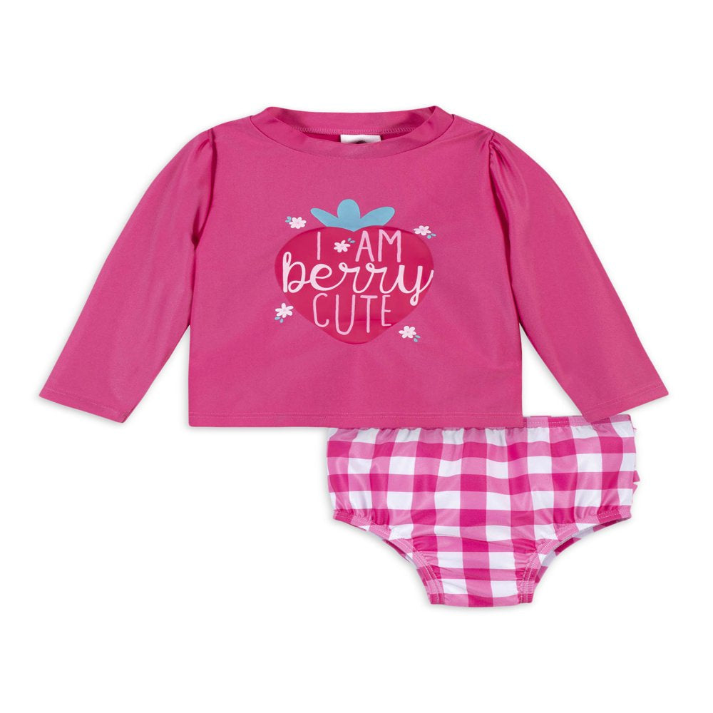 Gerber Baby & Toddler Girl Rashguard & Swim Bottoms Set with UPF 50+, 2-Piece, (0/3M - 5T)