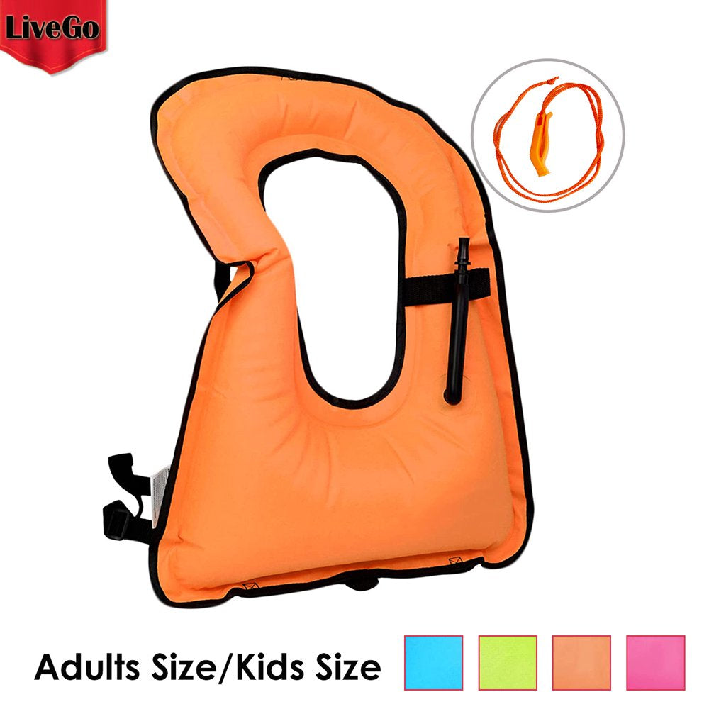 Livego Inflatable Snorkel Vest for Youth Kids Adults, Adjustable Light Snorkeling Jackets Safety Vests for Diving, Snorkeling, Swimming, Surfing, Kayaking