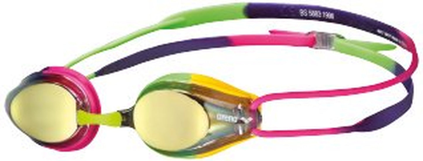 Arena Tracks Mirror Swimming Goggles in Blue-Blue-Green, Adjustable Size