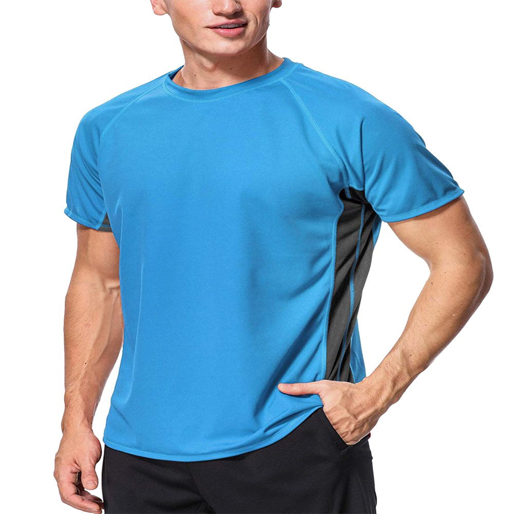 Men'S Rash Guard Color Block Surfing Top Swim Shirt Swimsuit UPF50+