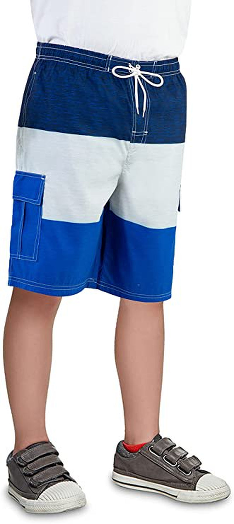 North 15 Big Boy'S Quick Dry Beach Swim Trunks Shorts with Cargo Pokcets-5104B-Blk/Red-14-16