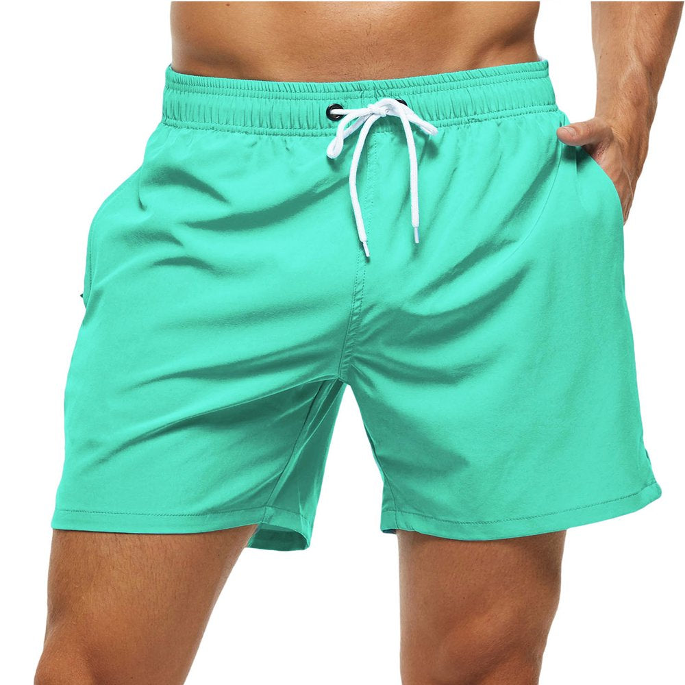 Yukaichen Men'S Swim Trunks Quick Dry Beach Shorts with Zipper Pockets and Mesh Lining Armygreen 36