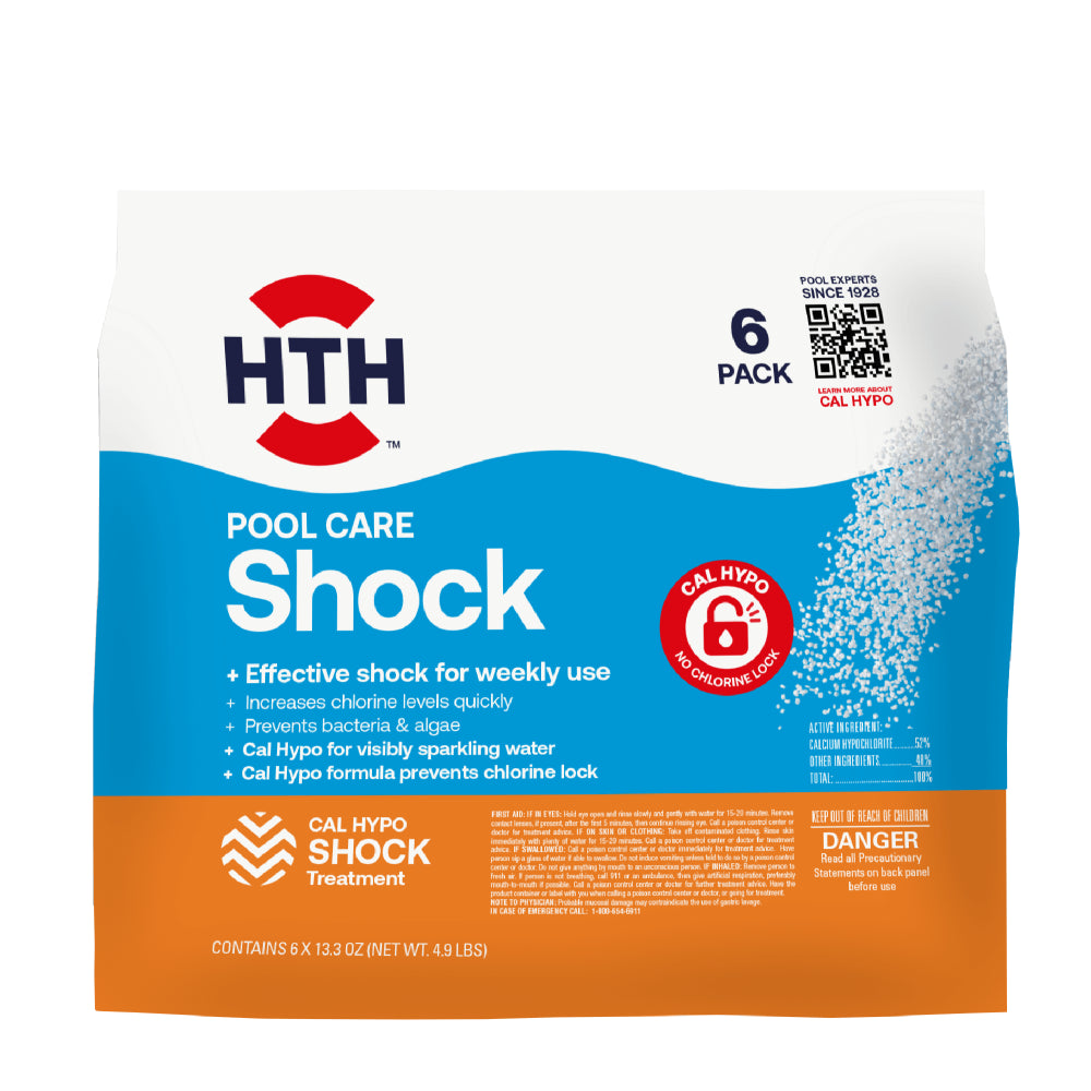 HTH Pool Care Shock for Swimming Pools, Pool Chemicals, 13.3Oz (Pack of 6)
