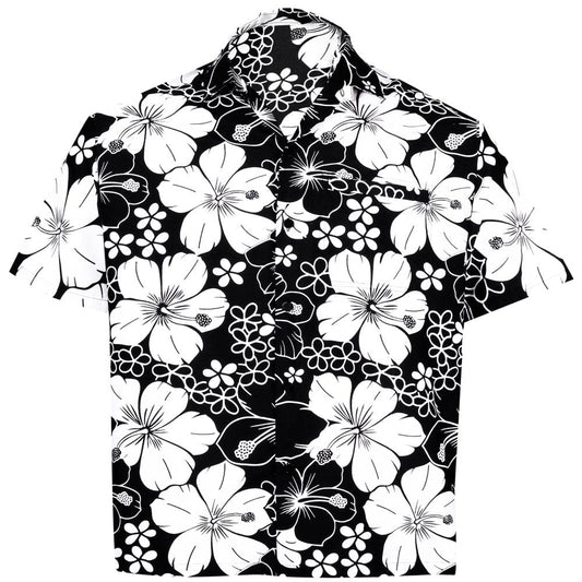 HAPPY BAY Men'S Cool Floral Casual Short Sleeve Aloha Hawaiian Shirt XXL Black_W299